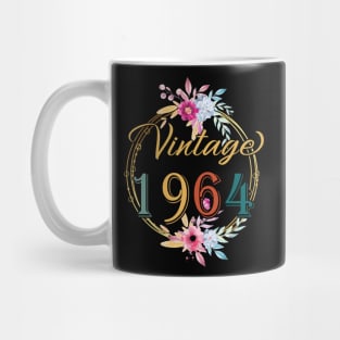 60 Years Old Gifts Vintage 1964 Floral 60th Birthday Party Mug